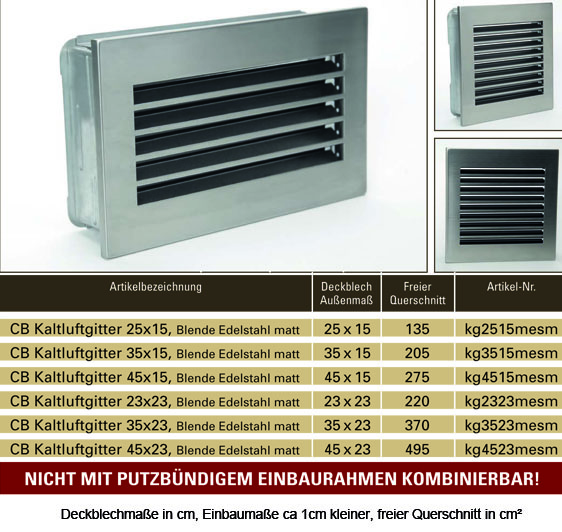 Kamin Store24 De Kaltluftgitter Cbtec Edelstahl Modern Online